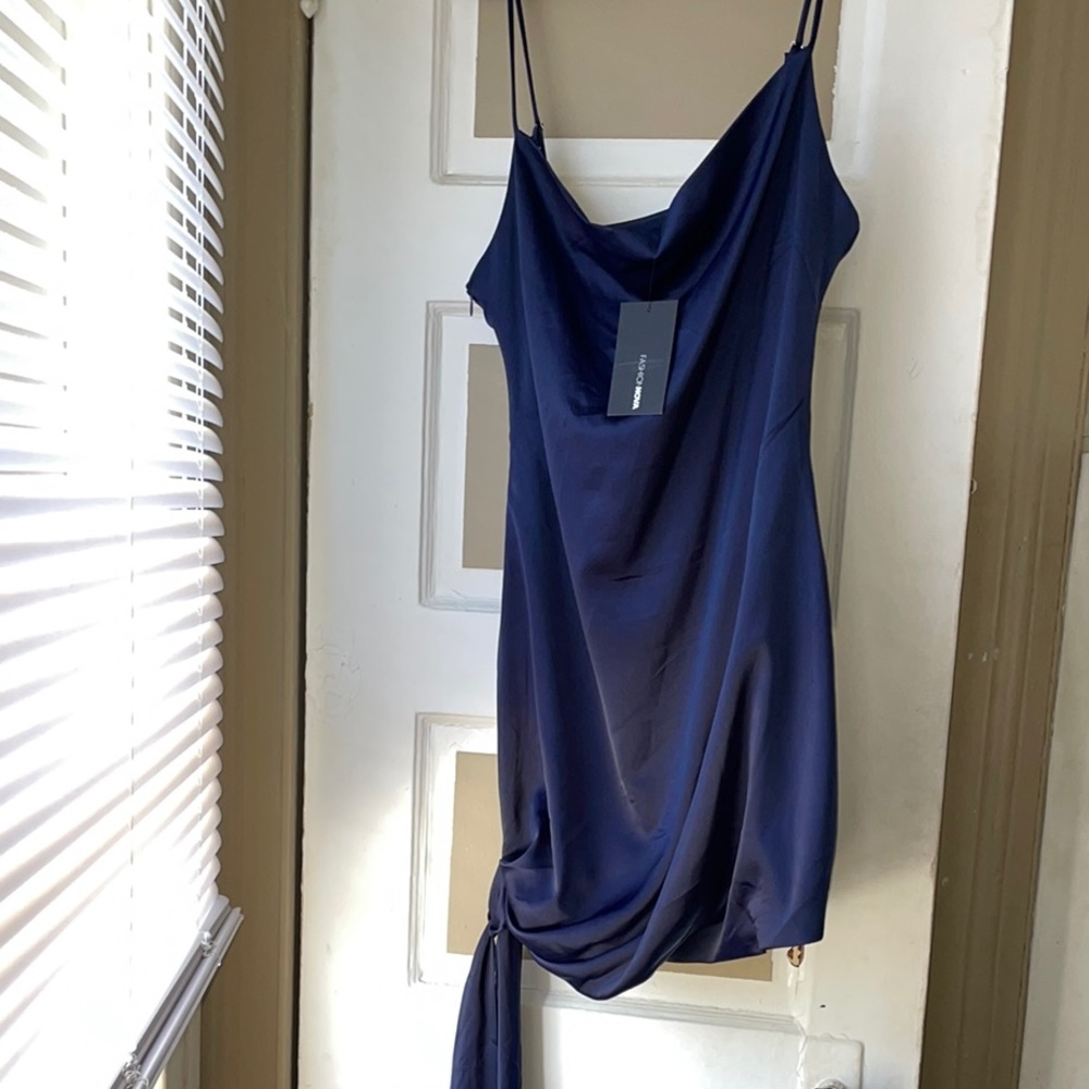 Elegant Navy Blue Fashion Nova Draped Dress